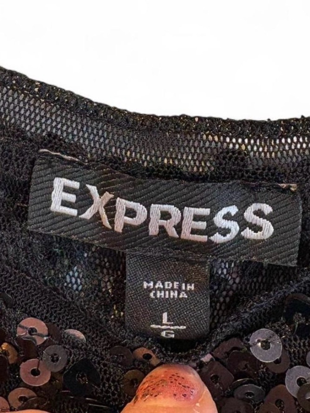 Express Black Sequin Tank Top - Picture 2 of 6